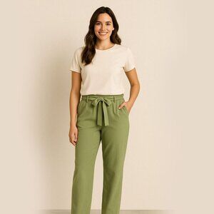 Tahari Women's Sage Green Front Tie Pleated Pants - Size 1X - NWT